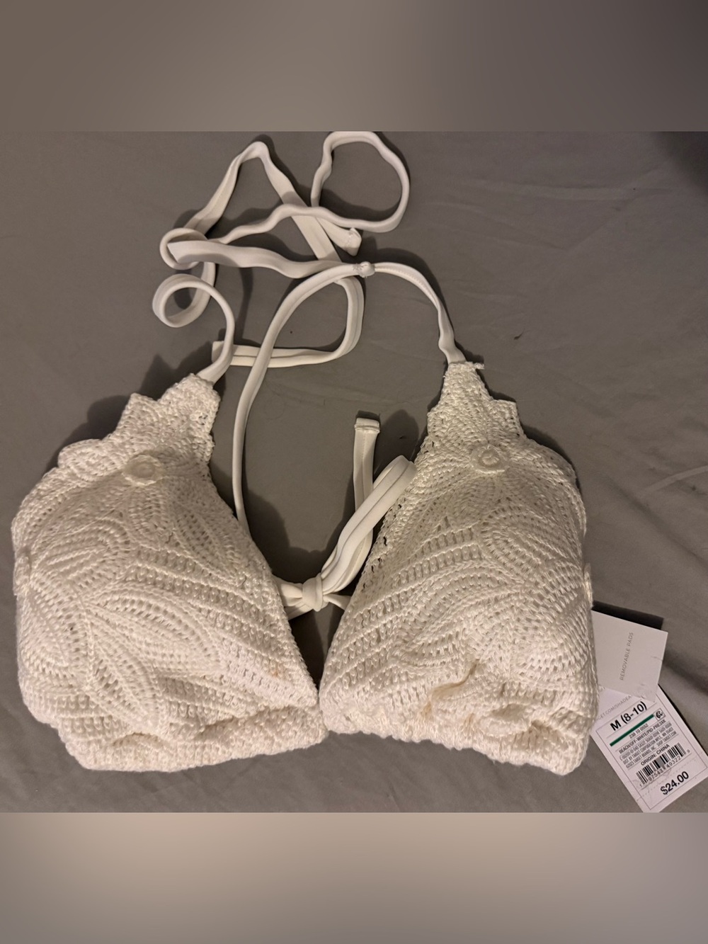 Shade & Shore White Crochet Bikini Top